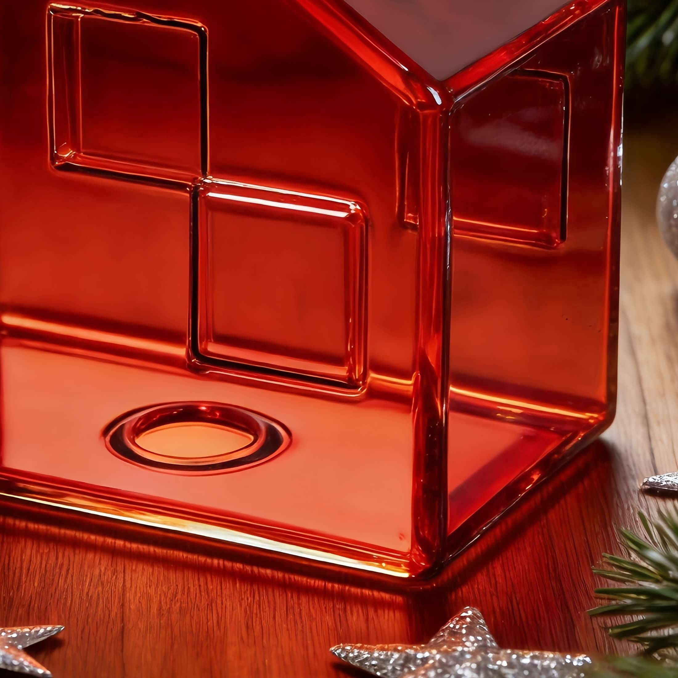 Glass House Christmas Decoration, Red, 5", by Holiday Time