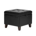 thumbnail image 3 of Homebeez Faux Leather Square Storage Ottoman with Wood Legs for Living Room Coffee Table, Black, 3 of 12
