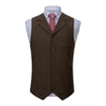 thumbnail image 2 of VBTAPA Men's Formal Vest Business Casual Slim Fit Notch Lapel Suit Vests Vintage Sleeveless Single Breasted Waistcoat with Pockets Coffee M, 2 of 6