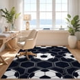 thumbnail image 3 of Design&I 8'x10' Washable Area Rug Sleek Flatweave Pet Friendly Shaped Beast Football Themed Geometric Panel Layout Footboard for King Size Bedroom, Under Bed, 3 of 7