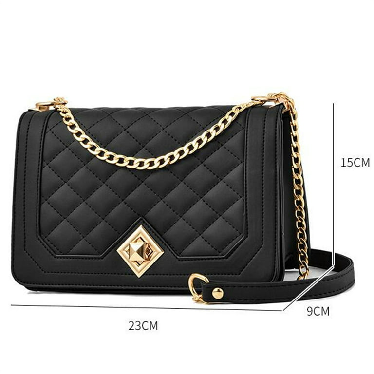 Yuanbang Crossbody Bags for Women Small Ladies Shoulder Bag Purse PU Leather Handbags with Chain Strap Phone Bag-Black, Adult Unisex, Size: 23*15*9CM