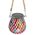 thumbnail image 1 of Mosaic Solar Lantern Outdoor IP65 Waterproof Hanging Solar Lights Auto On Off Oval Glass Mosaic Solar Lights for Garden Backyard IP65 Waterproof Hanging Solar Lights Auto On/Off, 1 of 8