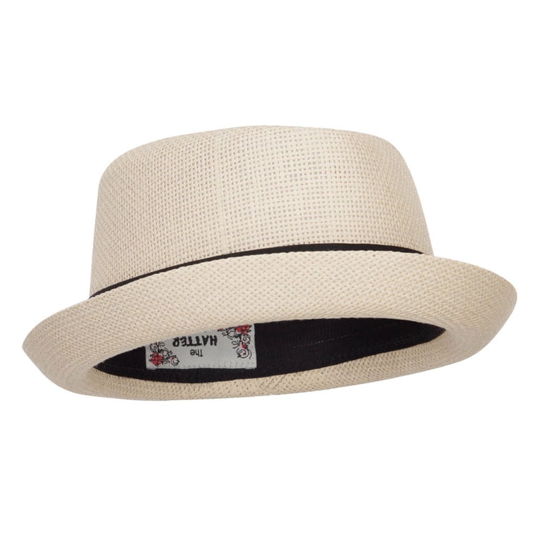 Big Size Solid Upbrim Pork Pie Fedora - Tan XL-2XL - Walmart.com display picture 1