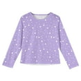 thumbnail image 4 of LTTVQM Long Sleeve Shirts for Girls 9-10 Casual Fall Winter Polka Dots Print Tunic Tops Loose Fit Round Neck Blouse Holiday T-Shirts Light Purple 9-10 Years, 4 of 4