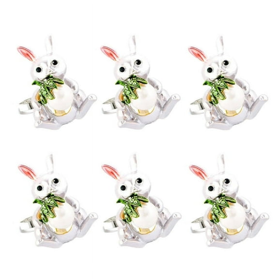 ZPAQI Metal Napkins Rings Set of 6 Bunny Ear Easter Napkins Rings Spring Rabbit Rings