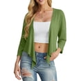 thumbnail image 3 of Cueply Women's 3/4 Sleeve Tie Front Cardigan Shrug Bolero Lightweight Top Summer Casual Short Shawl, 3 of 7