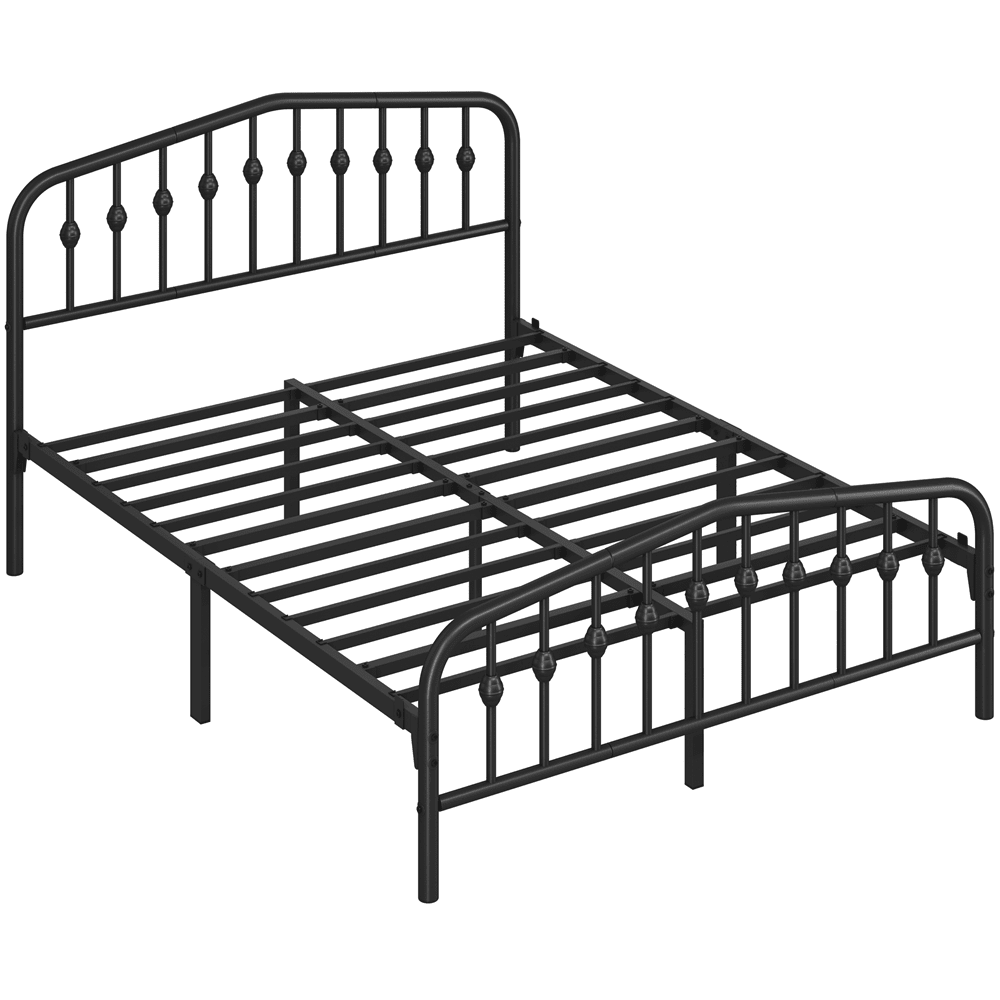 Renwick Modern Metal Platform Bed with Arched Headboard and Footboard, Adult,Queen, Black