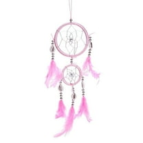 12" Traditional Pink Dream Catcher with Feathers Wall or Car Hanging Ornament 2 Circles