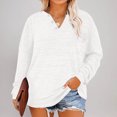 thumbnail image 2 of Diufon Women's Oversized Tops Soft Cotton Long Sleeve Button V Neck Loose Pullover Shirts Casual Basic Blouses, 2 of 6