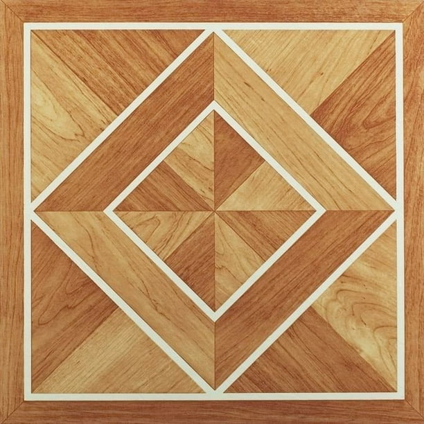 Diamonds White Border Vinyl Floor Tiles, Best Self Stick Floor Tiles
