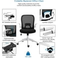 thumbnail image 3 of IPKIG Foldable Office Chair - Home Office Desk Chairs with Wheels and Flip-Up Arms - Ergonomic Backrest Mesh Computer Chair Adjustable Swivel Rolling Home Executive (White), 3 of 8