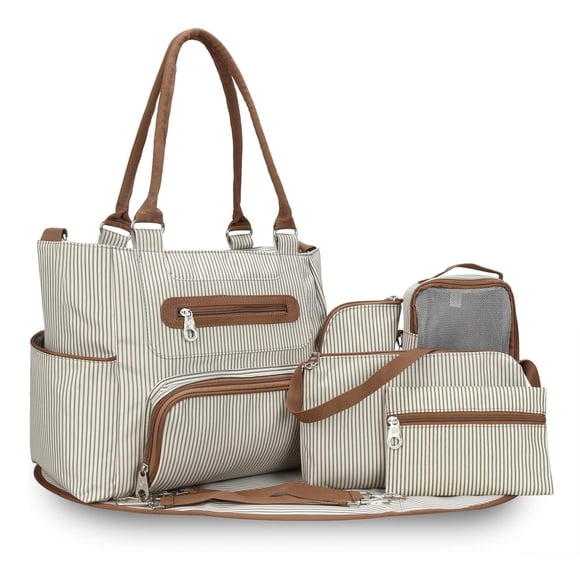 Juego de bolsas para pañales TeqHome, 8 unidades, con cambiador y bolsa para botellas, color caqui