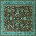 thumbnail image 1 of Ahgly Company Machine Washable Indoor Square Oriental Turquoise Blue Industrial Area Rugs, 8' Square, 1 of 4