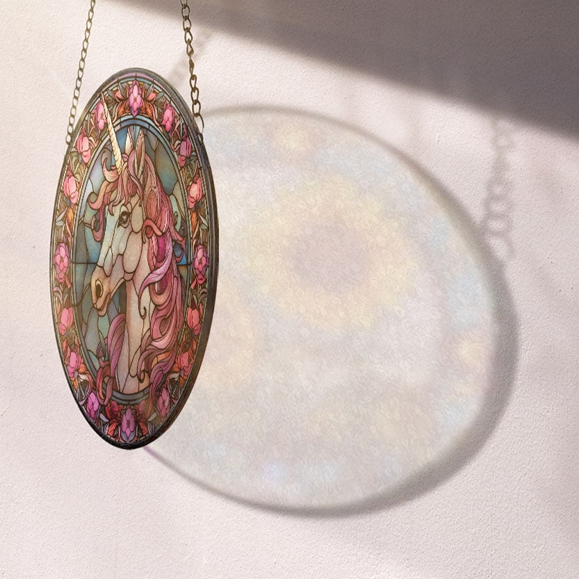 Pink Unicorn: Stained Glass-Style Christmas Ornament - Made With