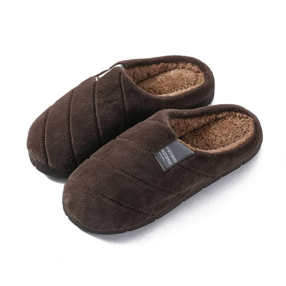 Aayomet Men's Slippers Men's Cozy Memory Foam Spa Thong Flip Flops House Indoor Slippers Plush Gridding Velvet Lining Clog Style,Coffee 10