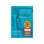 Amscan Big Party Pack Mid Weight Fork Caribbean Blue 3/Pack 100 Per Pack (43600.54)