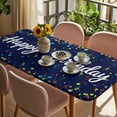 thumbnail image 3 of Happy Birthday Table Cloths for 5 Foot Rectangle Tables, Navy Blue Modern Abstract Art Patio Waterproof Elastic Fitted Tablecloths, Washable Rectangular Table Cover for Camping, 3 of 8