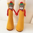 thumbnail image 5 of Funny Couple Socks Fuzzy Christmas Magnetic Mid-Calf Stockings for Women & Men - Novelty Xmas Gift for Friend (Yellow), 5 of 6