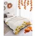 thumbnail image 4 of Fall Thanksgiving Pumpkin Harvest Sunflowers Linen Texture Flannel Blanket for Bed,Travel and Camping, Super Soft Cozy Blanket for All Seasons 50"x60", 4 of 6