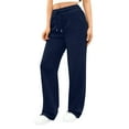 thumbnail image 6 of Lumtrix Women's Wide Leg Sweatpants High Waisted Baggy Drawstring Joggers Straight Leg Sweat Pants with Pockets Navy XL, 6 of 6