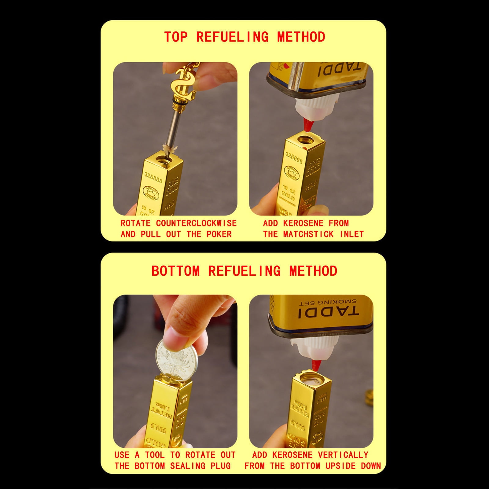YUNAFFT Kerosene Lighter Fuel Refill Lighter Matchwood Fire Starter with Flint for Outdoor Survival Camping Hiking