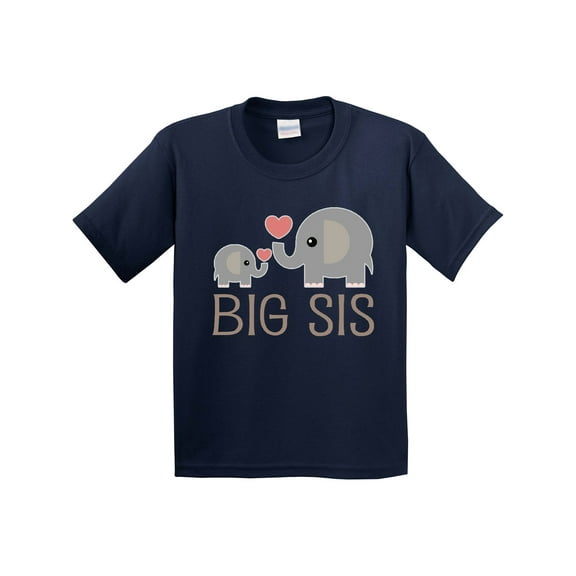 Inktastic Big Sis Elephant Youth T-Shirt