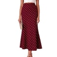 thumbnail image 2 of RYDCOT Women's Flowy Skirts Elastic High Waisted Polka Dot Printed Trendy Casual Skirts Wine, 2 of 6