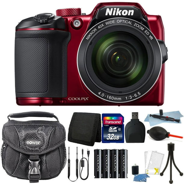 Nikon Coolpix B500 16MP Point and Shoot Digital Camera Red + 32GB