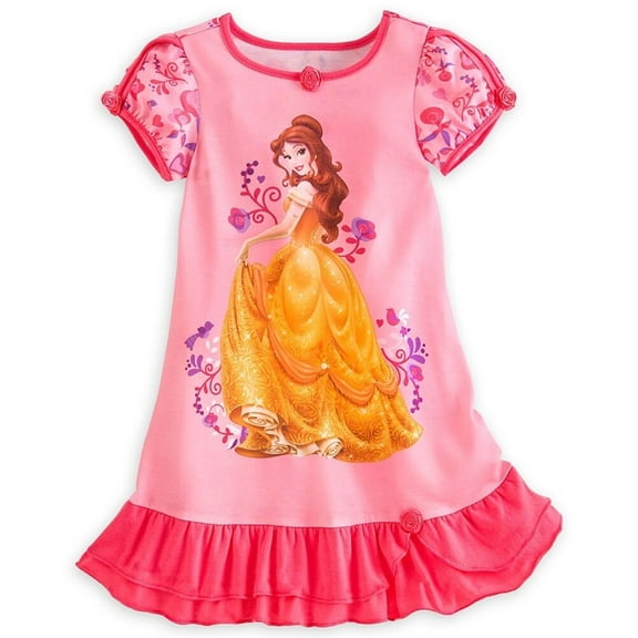 Disney Store Princess Belle Short Sleeve Nightgown Pajama Girl Size 7/8