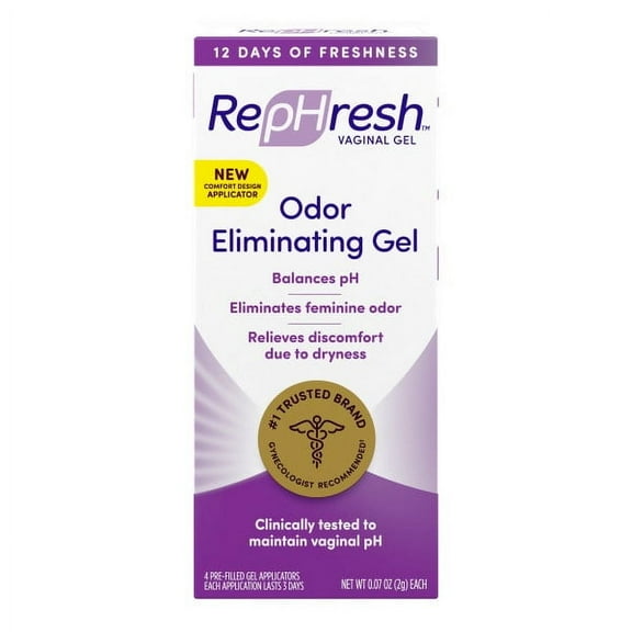 RepHresh Vaginal Personal Lubricant Odor Eliminating Gel, 4 Ea