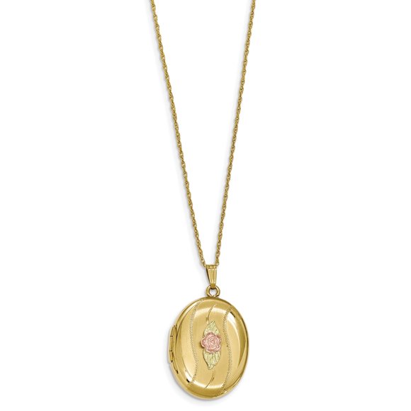 10K Yellow Gold 14K Gold Filled With 12K Accents Oval Black Hills Locket 18 IN