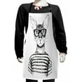 thumbnail image 1 of Cat Kids Apron, Hand Drawn Dressed up Hipster New Age Cat Fashion Urban Free Spirit Artwork Print, Boys Girls Apron Bib with Adjustable Ties for Cooking Baking Painting, Black White, by Ambesonne, 1 of 2
