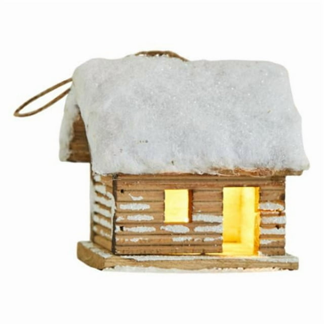 Casa de pueblo navideña, decoración navideña, centro de mesa, adorno navideño, cabaña de madera luminosa para dormitorio, fiesta, festival, interior Estilo B