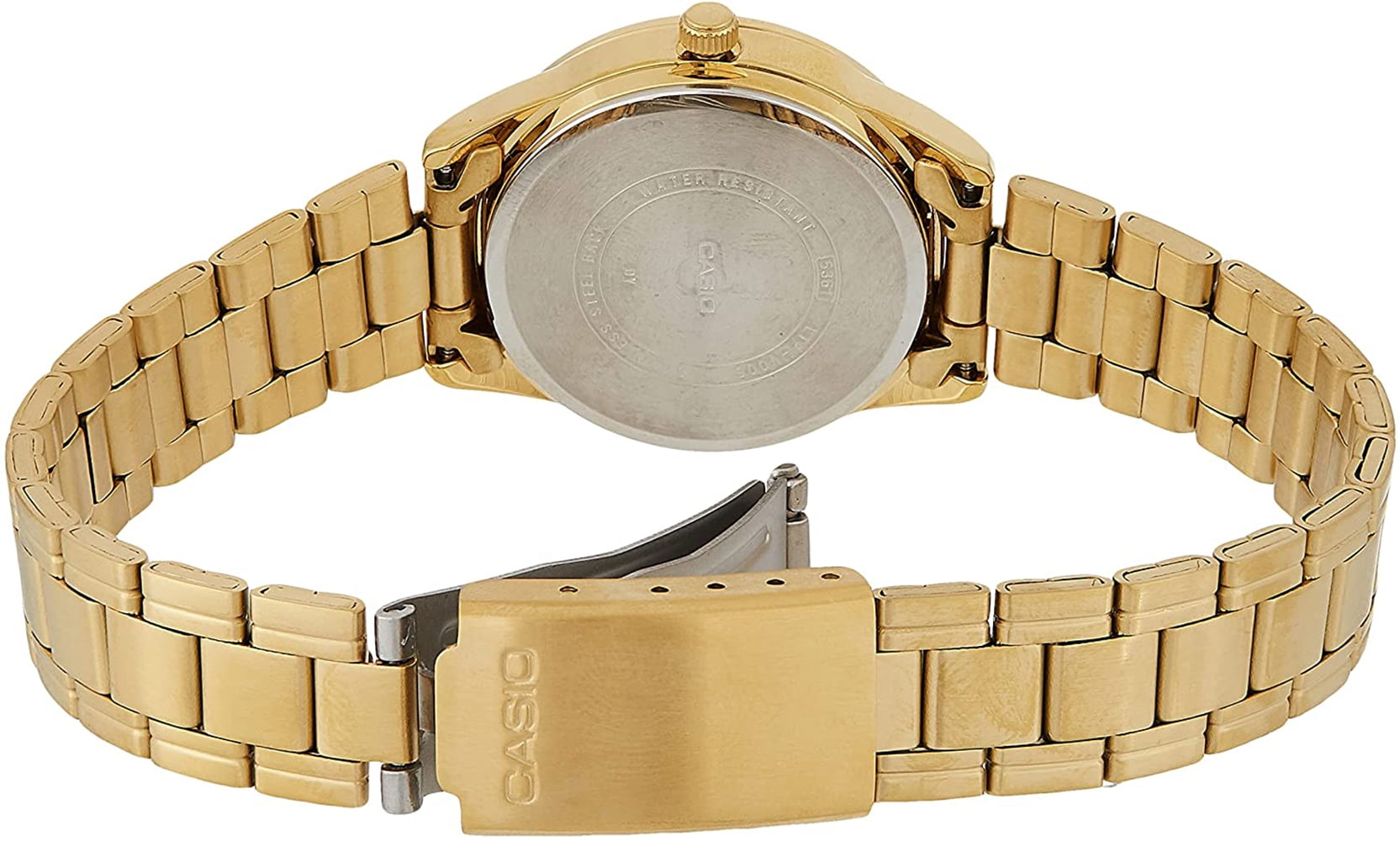 Casio Women’s Gold Analog Watch Black Dial Steel Bracelet - LTP-V005G-1BUDF