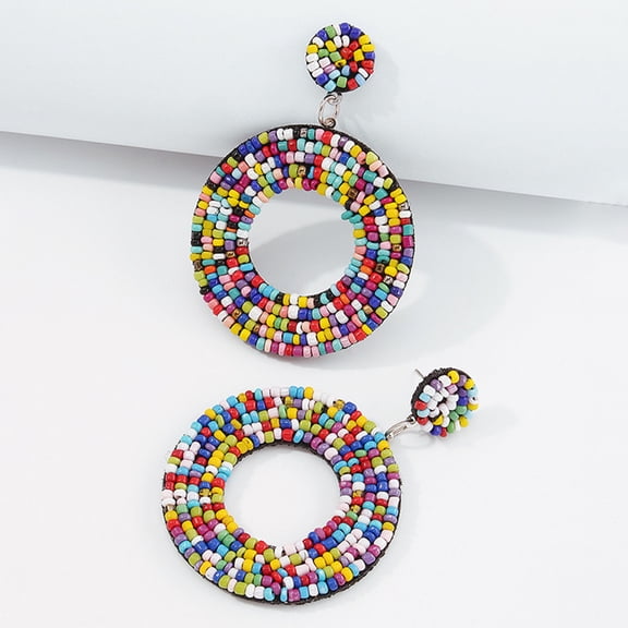 LOLIPPYY Handmade Beaded Earrings for Women, Trendy Statement Jewelry with Assorted Color Synthetic Beads, Lightweight and Stylish