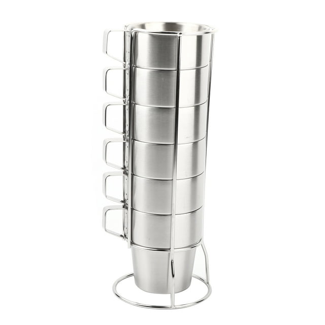 Oubit Tasse avec Porte-Gobelet en Acier Inoxydable Tasses à Eau Bière Café Tasse à Boire avec Poignée