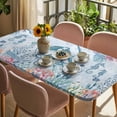 thumbnail image 3 of Blue Jellyfish Octopus Table Cloths for 4 Foot Rectangle Tables, Beach Nautical Ocean Coral Seahorse Patio Waterproof Elastic Fitted Tablecloths, Washable Rectangular Table Cover for Camping, 3 of 8