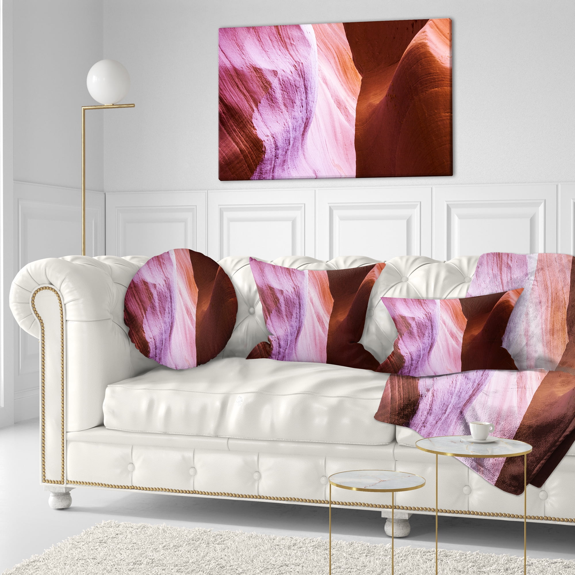 Designart Purple Shade in Antelope Canyon - Landscape Photography Throw Pillow - 12x20