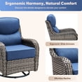 thumbnail image 6 of Giantfurnni Patio Furniture Sets 4 Piece Wicker Weatherproof Outdoor Conversation Sets with Sofa and 2 Swivel Gliders, Grey/Blue, 6 of 13