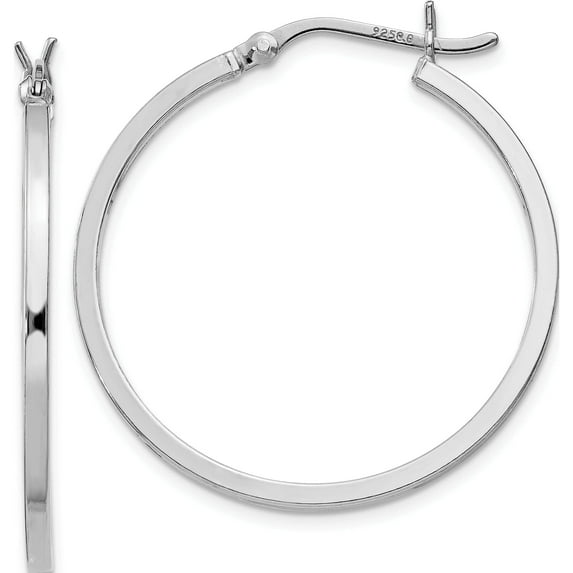 Sterling Silver Rhodium-Plated 1.5X30mm Hoop Earrings (30 X 30) Made In India qe8098