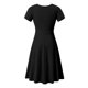 thumbnail image 4 of Vestido de verano de color sólido con cuello en V y manga corta cómodo para mujer Pompotops ghjkhdj15861, 4 of 4