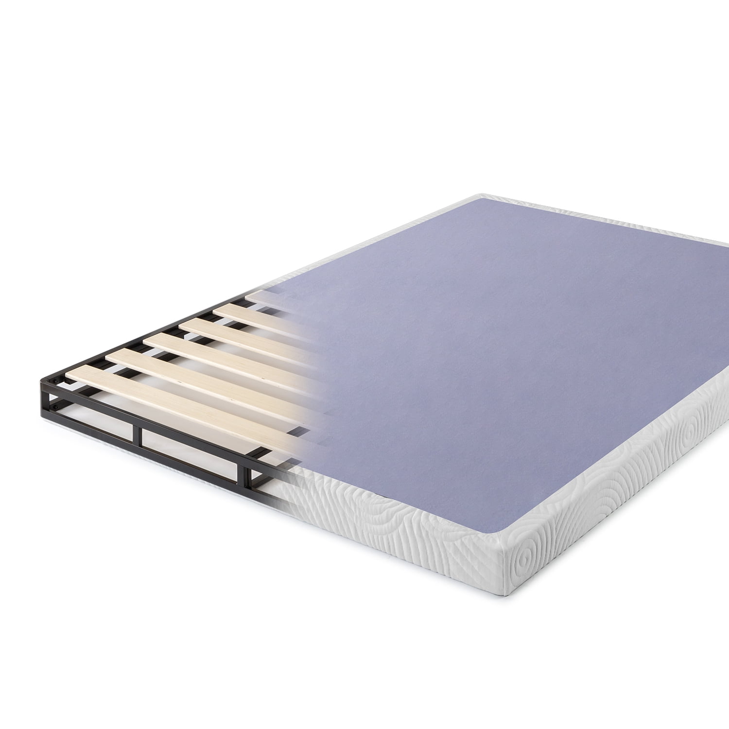 Zinus 4" Metal Box Spring with Wood Slats, Mattress Foundation, Queen
