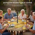 thumbnail image 3 of Round Outdoor Tablecloth with Umbrella Hole and Zipper, Yellow Daisy Rustic Tablecloth with Elastic Waterproof, Pastoral Flowers Honeybees Brown Wood Patio Table Covers for 45" - 54" Pool Tables, 3 of 9