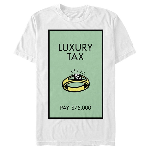 Men's Monopoly Luxury Tax Diamond Ring Card Graphic Tee White X Large