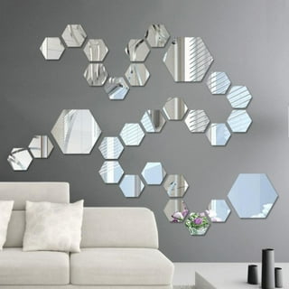 Hexagon Acrylic Mirror DIY Wall Sticker 3D Stereo Home Decor With Adhesive  Rainbow Wall Stickers Mirror Tiles Peel And Stick Renter Friendly Wall  Decal Mirror Tiles for Wall Large Wall Sayings 