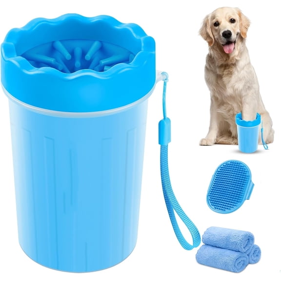 Prichor 7 in 1 Portable 5-Piece Paw Cleaner Set for Dogs & Cats with Portable Paw Washer & Bath Brush