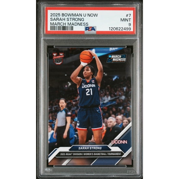 Graded 2025 Topps Bowman U Now Sarah Strong #7 March Madness Rookie RC Basketball Card PSA 9 Mint