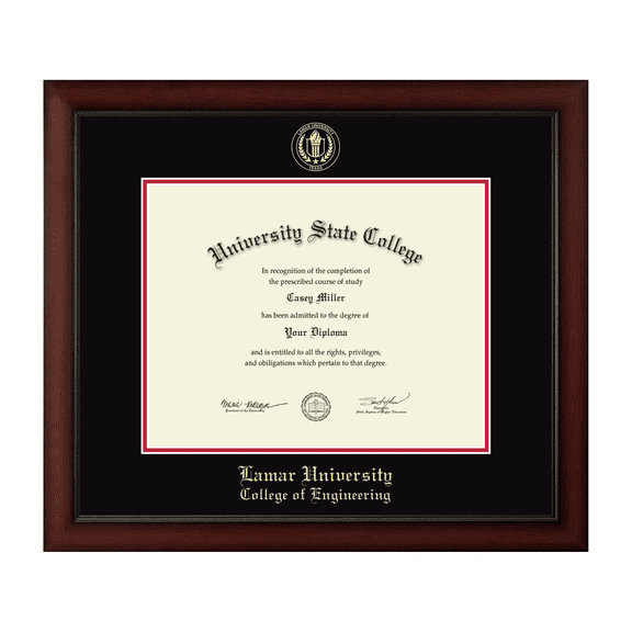 Framerly - Lamar Engineering Diploma Frame with Black and Red Mat