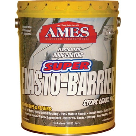 Protec Rubber Roof - Ames Super Elasto-Barrier Liquid Rubber Basecoat for Roofs and Roof Decks 5 gallon Grey