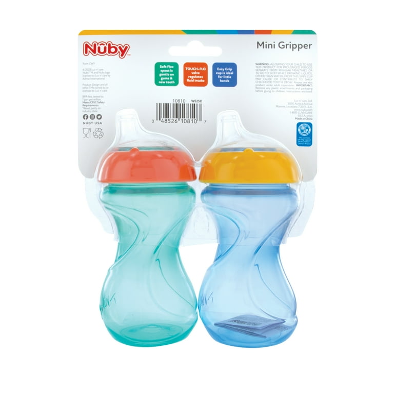 Nuby No-Spill Mini Gripper Soft Spout Sippy Cup, 6 fl oz, 2 Pack